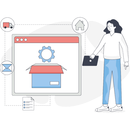 Girl is processing the delivery  Illustration