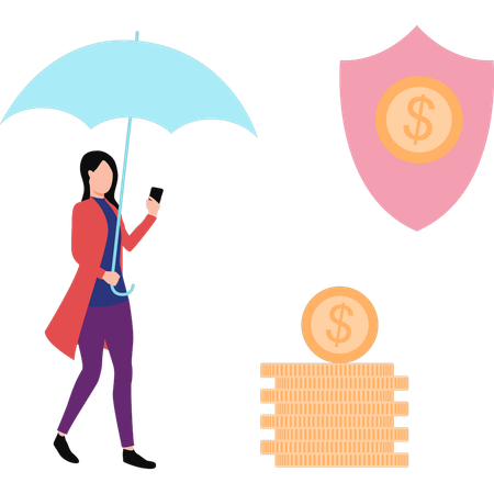Girl is protecting her finances  Illustration