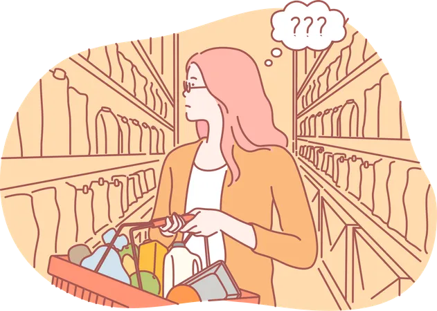 Girl is purchasing from vegetable market  Illustration