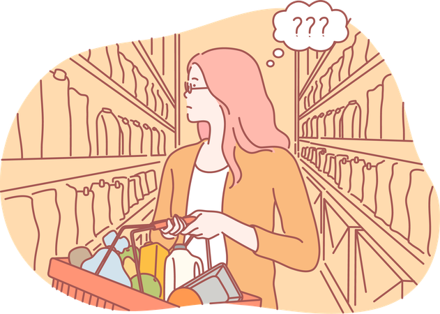 Girl is purchasing from vegetable market  Illustration