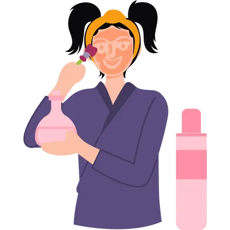 Girl is putting a mask on her face  Illustration