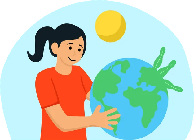 Girl is raising awareness for Earth Day  Illustration