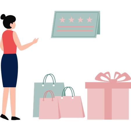 Girl is rating her shopping experience  Illustration