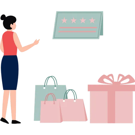 Girl Is Rating Her Shopping Experience Illustration