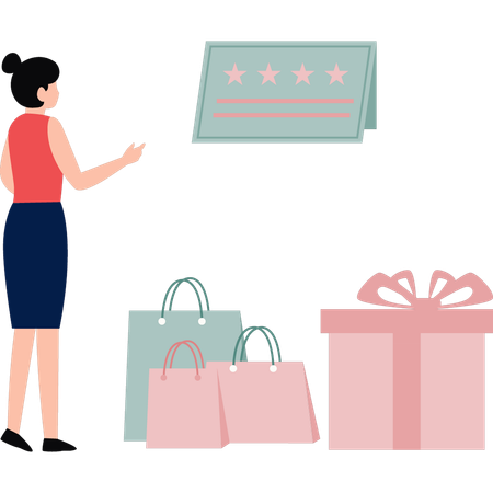 Girl is rating her shopping experience  Illustration