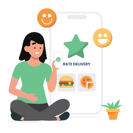 Girl is rating online services  Illustration