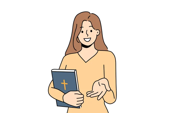 Girl is reading Bible book  Illustration