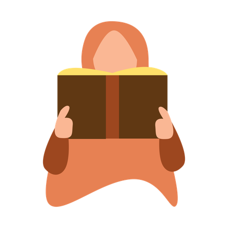 Girl is reading Quran book  Illustration