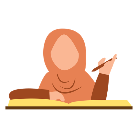 Girl is reading Quran book  Illustration