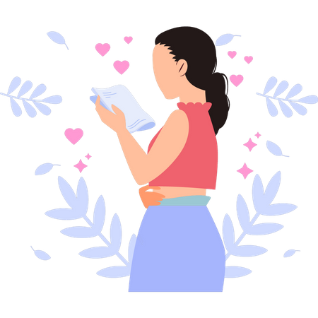 Girl is reading the paper  Illustration