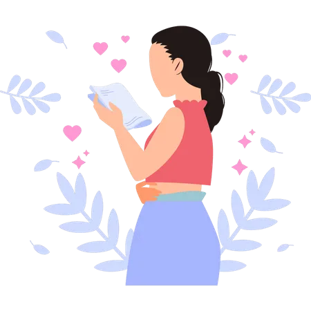 Girl is reading the paper  Illustration