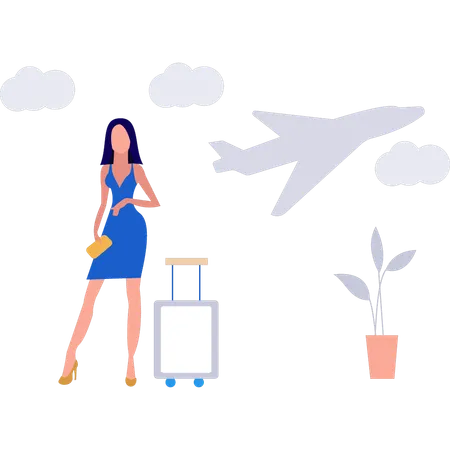 Girl is ready for a business trip  Illustration
