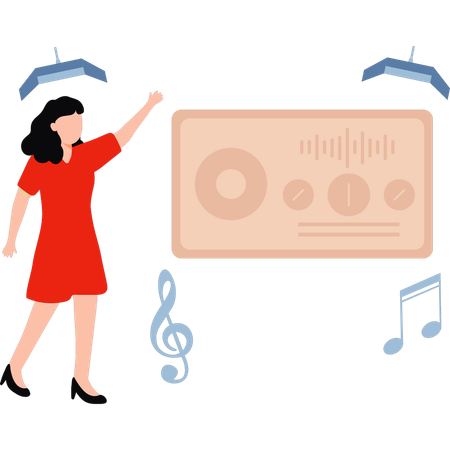 Girl is recording music  Illustration