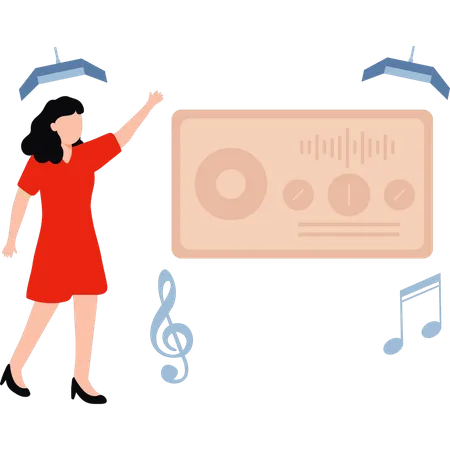 Girl is recording music  Illustration