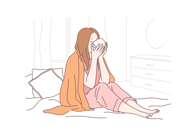 Girl is recovering from sickness  Illustration