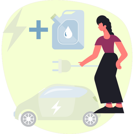Girl is refueling car at station  Illustration