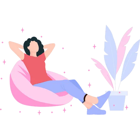 The Girl Is Resting On The Couch Illustration