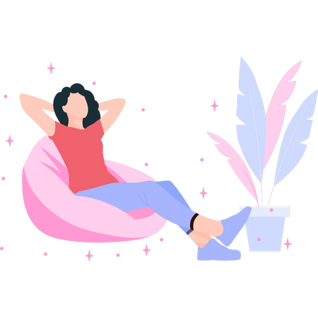 Girl is resting on the couch  Illustration