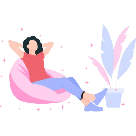 Girl is resting on the couch  Illustration