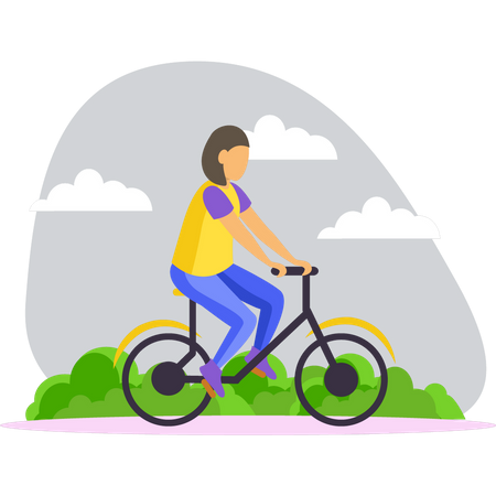 Girl is riding bicycle  Illustration