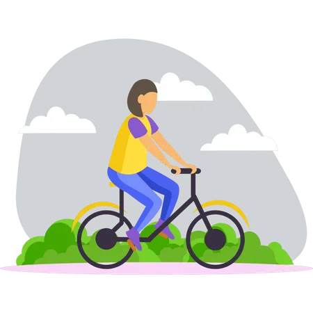 Girl is riding bicycle  Illustration