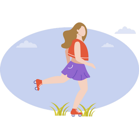 Girl is roller skating  Illustration
