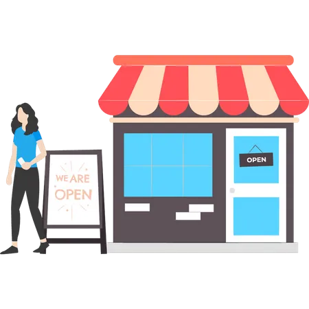 Girl is running a small business  Illustration