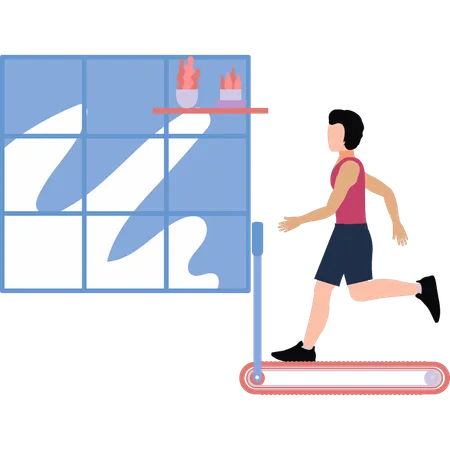The Girl Is Running On The Treadmill Illustration