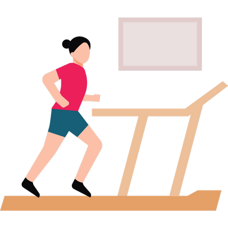 Girl is running on the treadmill  Illustration