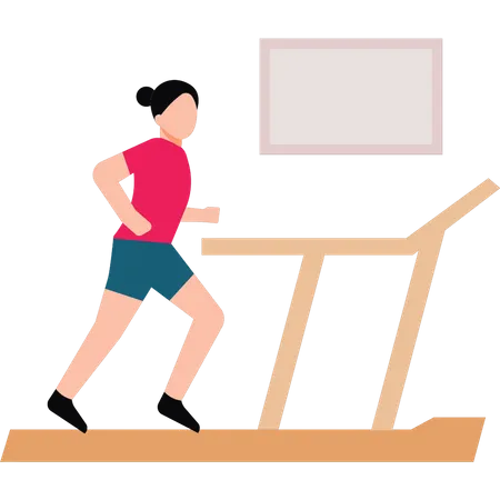 The Girl Is Running On The Treadmill Illustration
