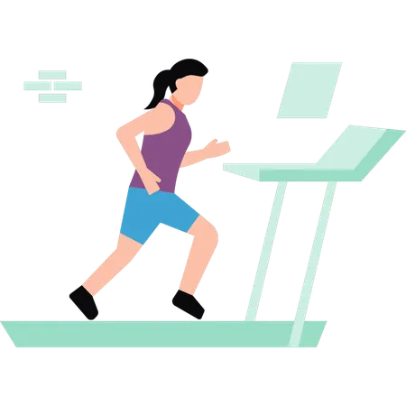 Girl is running on the treadmill  Illustration