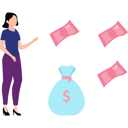 Girl is saving money  Illustration