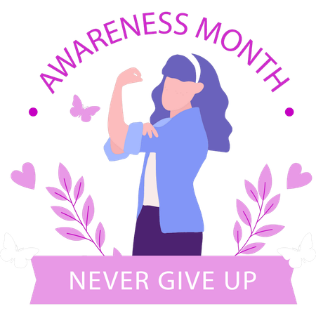 Girl is saying never give up on cancer  Illustration