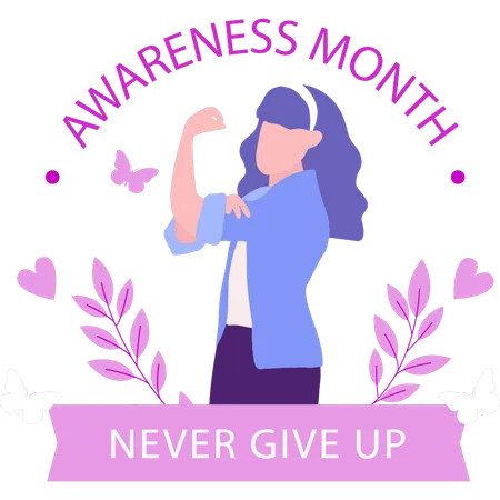 The Girl Is Saying Never Give Up On Cancer Illustration