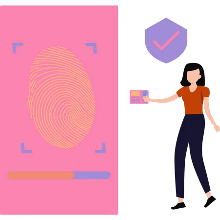 Girl is scanning the fingerprint  Illustration