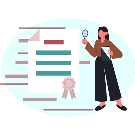 Girl is searching certificate  Illustration