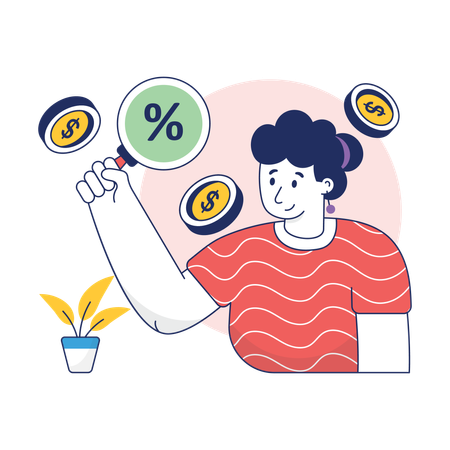 Girl is searching for lowest product price  Illustration