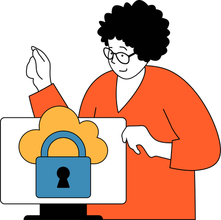 Girl is securing cloud  Illustration