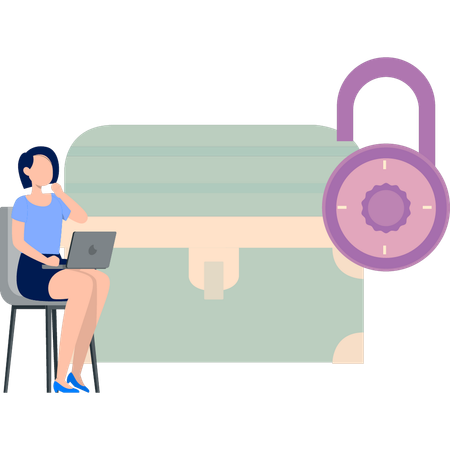 Girl is securing treasure box  Illustration