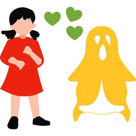 Girl is seeing a ghost  イラスト