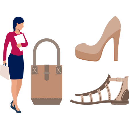 Girl is seeing sale shoes  Illustration