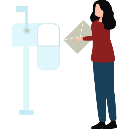 The Girl Is Sending An Email Illustration