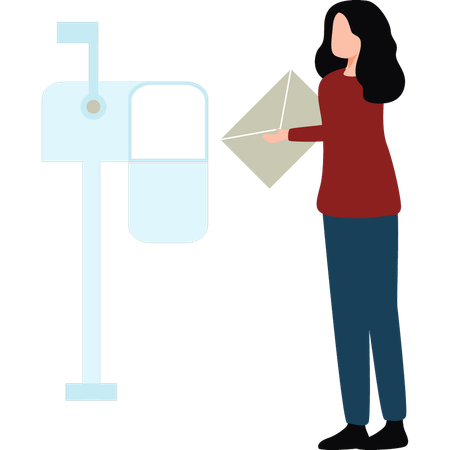 Girl is sending an email  Illustration