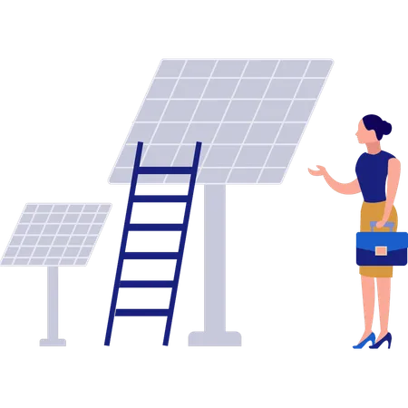 Girl Is Showing Solar Panel Illustration