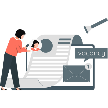 Girl is setting vacancy profile  Illustration