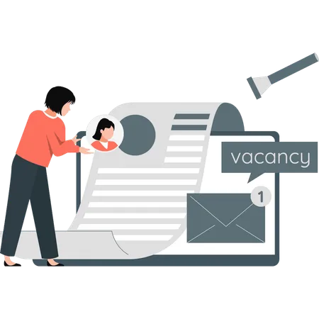 Girl is setting vacancy profile  Illustration