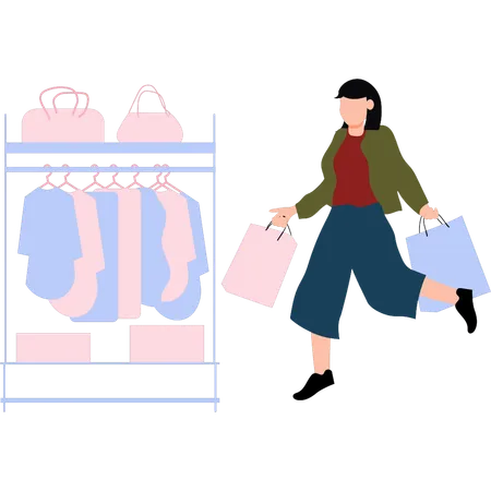 The Girl Is Shopping Illustration