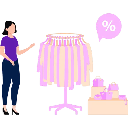 Girl is shopping online clothes  Illustration