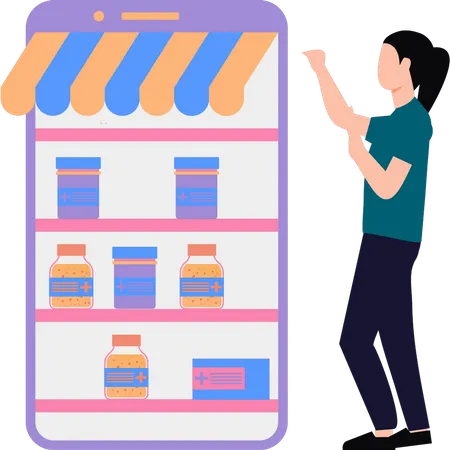 Girl is shopping online  Illustration