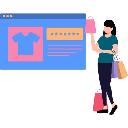 Girl is shopping online  Illustration